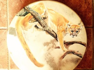 regain power, oil on drum, 21x21