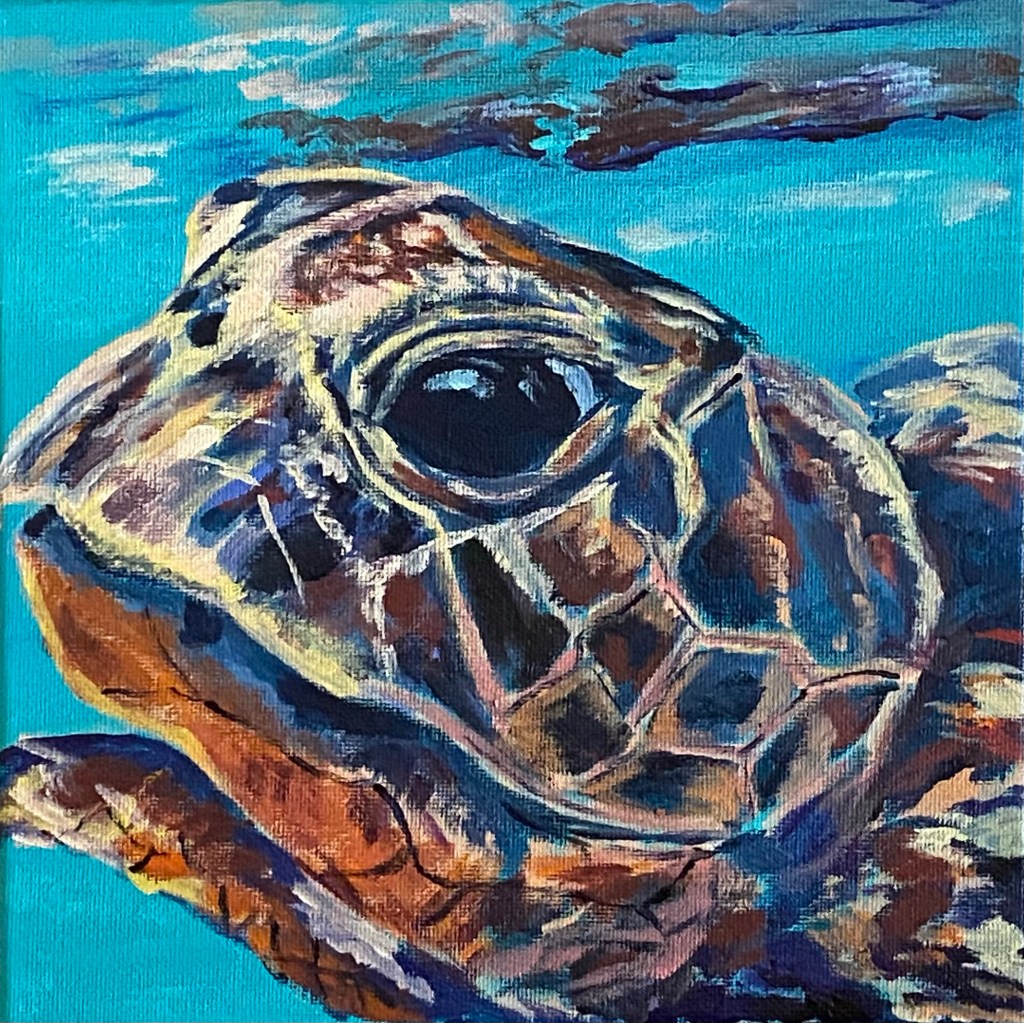 Turtle painting, acrylic painting, turtle art