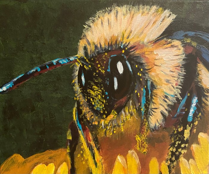 bumble bee painting, acrylic painting